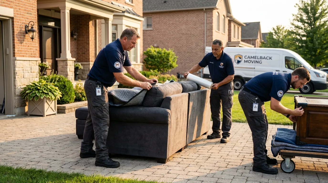 Large estate moving crew wrapping furniture in Port Neches, TX