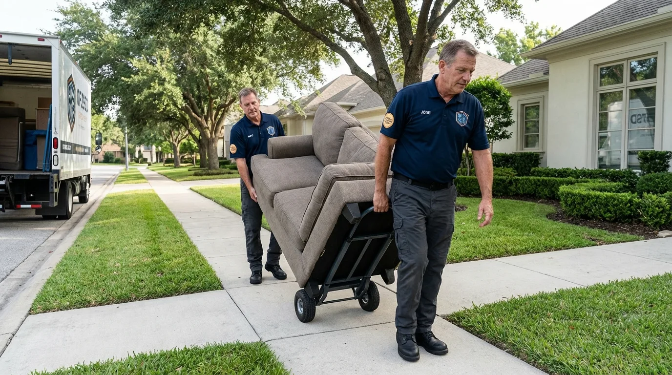 Local residential moving crew loading furniture in Port Neches, TX