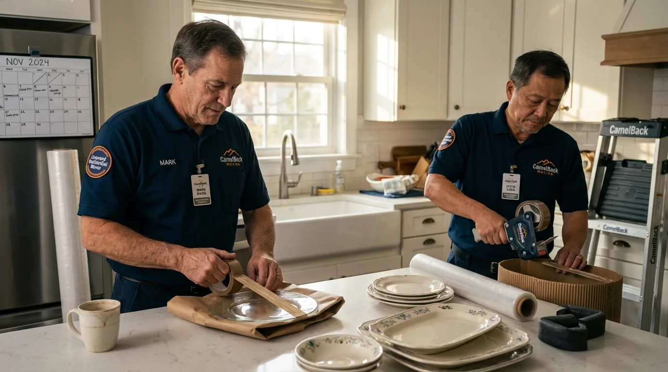 Professional crew packing kitchen dishware in Port Neches, TX